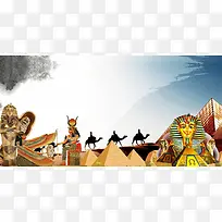 埃及地标建筑埃及风情旅游海报背景素材