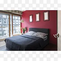 红色卧室壁纸装修效果图片