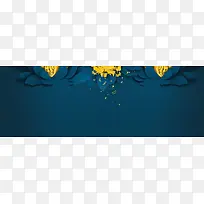 梦幻蓝色剪纸花瓣音符背景图