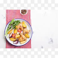 厨房马铃薯土豆蔬菜紫甘蓝背景
