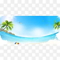 夏季清凉椰子树大海背景