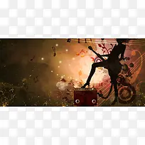 激情狂欢炫彩音符音乐手提琴海报banner