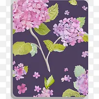 紫色鲜花绣球花手绘贺卡海报背景