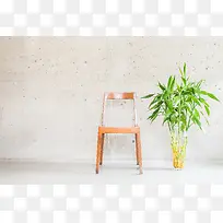 椅子凳子木椅盆栽花瓶植物背景