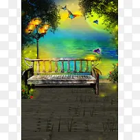 梦幻意境花园背景