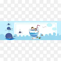 简约夏日海豚电商清新banner