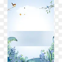 小清新蓝色花卉海报背景