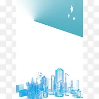 手绘城市建筑地产宣传平面广告