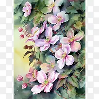 浪漫梦幻花艺水彩油画背景素材