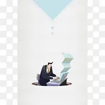 商务简约卡通商务科技办公海报