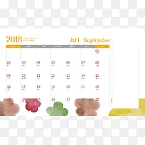 2018年手绘花卉主题9月台历背面