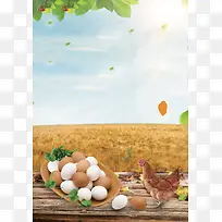 农家土特产土鸡蛋广告海报背景素材