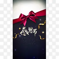 真情感恩蝴蝶结简约黑色彩带