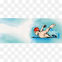 夏季游泳比赛大气蓝色背景