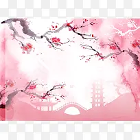 日式唯美樱花主题详情页水彩矢量背景素材