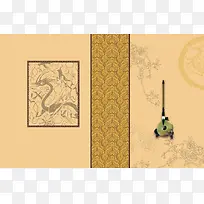 中式古典复古新年礼盒海报背景素材