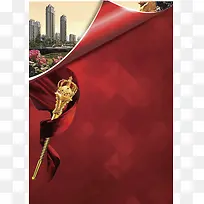 红色权杖地产售楼海报广告背景素材