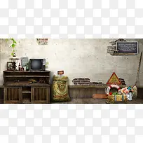 清新文艺复古背景图