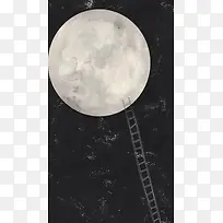 童趣月球爬梯简约素材背景
