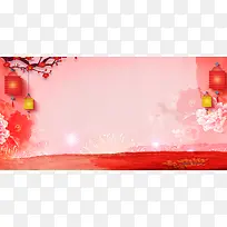红色中国风古典花卉灯笼节日海报