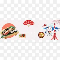 红色和风舌尖美食寿司淘宝banner