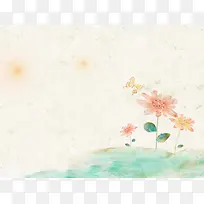 肉粉色手绘花朵背景