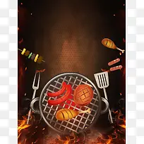 自助烤肉美食餐饮海报背景