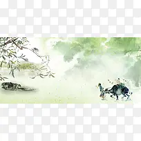 绿色清明节春季踏青海报banner