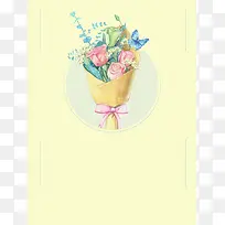 黄色矢量插画花卉花店海报背景素材