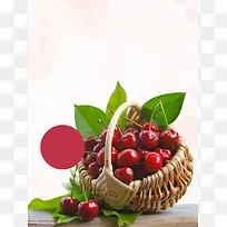 樱桃采摘促销海报背景模板