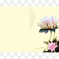 荷花荷叶中国风文艺小清新海报背景素材