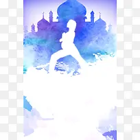 孕妇剪影孕妇瑜伽运动海报背景素材