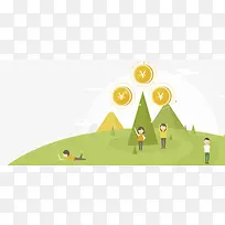 投资理财卡通绿色海报banner