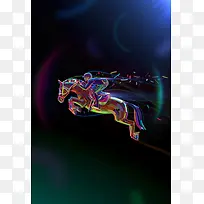 跃起的马与骑士矢量海报背景素材