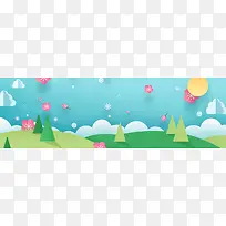 卡通唯美插画六一儿童节促销背景