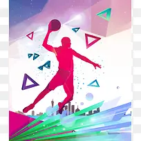 激情篮球比赛紫色背景素材