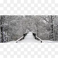 冬季雪天木桥背景