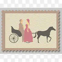 西式邮票创意婚礼邀请卡背景