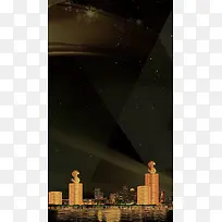 创意价值金币城市夜景H5背景素材