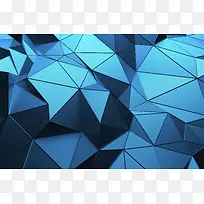 简约蓝色低多面多边形三角形几何设计背景