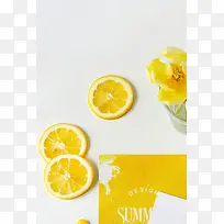 夏季黄色清新柠檬片