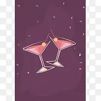 酒杯紫色海报背景