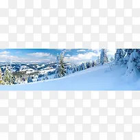  冬天雪景banner创意设计