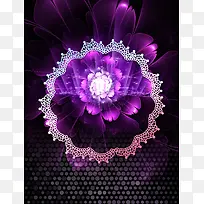 紫色梦幻情人节派对海报背景素材