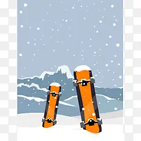 花样滑雪季冬季灰色滑雪促销背景