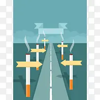 卡通扁平抽象世界无烟日指示牌背景素材