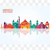 墨西哥城市建筑背景模板