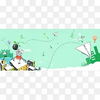 春扁平绿色背景图
