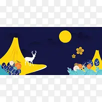 卡通梦幻蓝色banner背景