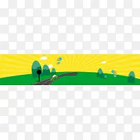 电商扁平几何放射线清新马路背景banner